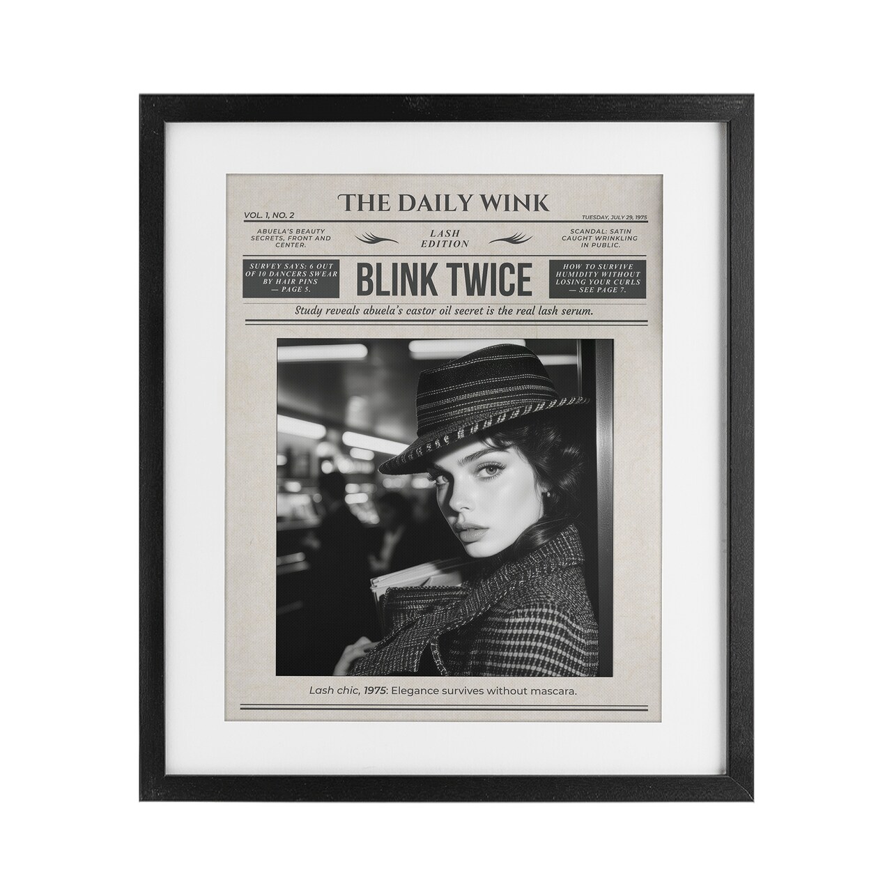 Stupell Industries The Daily Wink Magazine Framed Print Under Glass, design by A Barefoot Stylist
